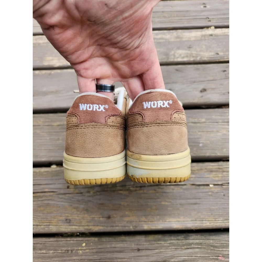 Worx Red Wing Shoes Safety Sneakers Tan‎ Burgundy Steel Toe 5104 Women 8.5W